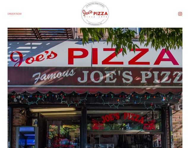 The Joe's Pizza website