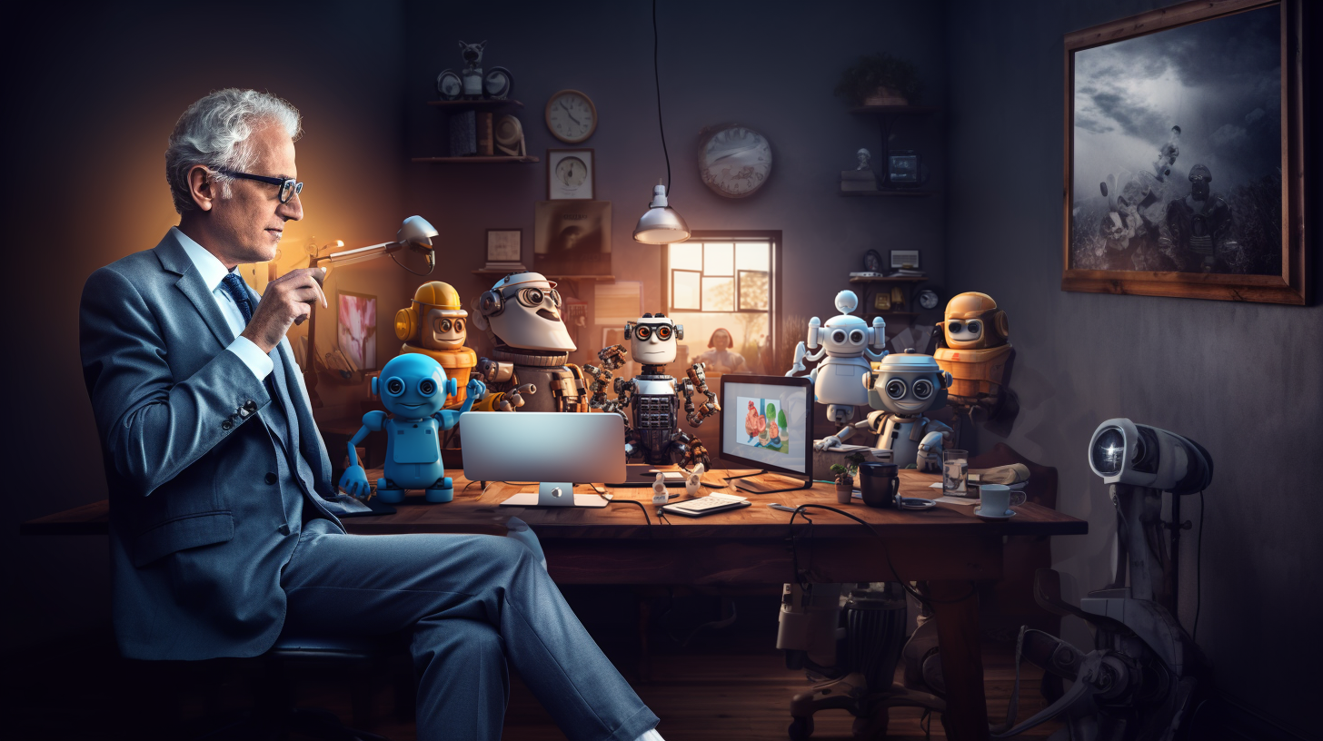 AI-generated relaxed business owner